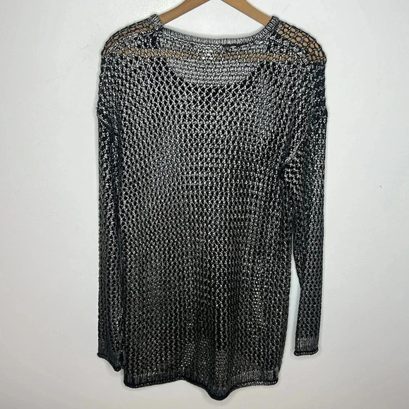 Vintage 90s Y2K Whimsigoth Mesh Crochet Metallic Open Knit Weave Layering Top - Picture 6 of 11